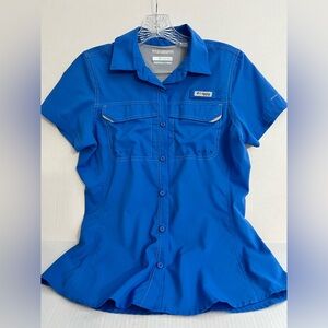 Columbia PFG Ladies Royal Blue Button-Up Shirt
